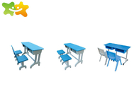 Primary Kindergarten School Furniture Single Double Desk Chair Set Blue Color