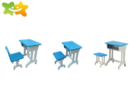 Primary Kindergarten School Furniture Single Double Desk Chair Set Blue Color